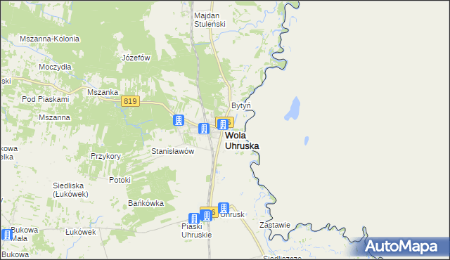 mapa Wola Uhruska, Wola Uhruska na mapie Targeo