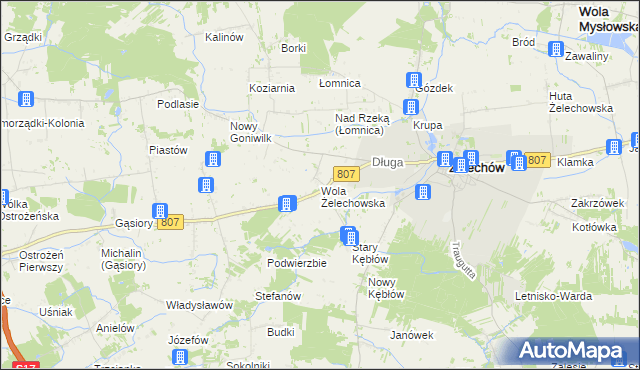 mapa Wola Żelechowska, Wola Żelechowska na mapie Targeo