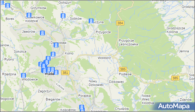 mapa Wolibórz, Wolibórz na mapie Targeo