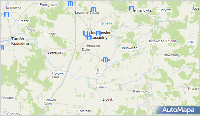 mapa Wólka gmina Juchnowiec Kościelny, Wólka gmina Juchnowiec Kościelny na mapie Targeo