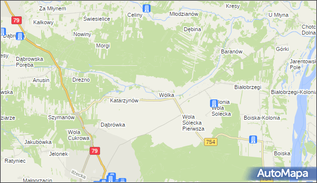 mapa Wólka gmina Lipsko, Wólka gmina Lipsko na mapie Targeo