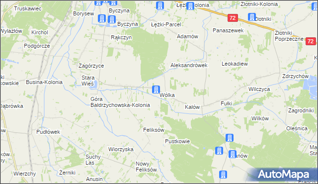 mapa Wólka gmina Poddębice, Wólka gmina Poddębice na mapie Targeo