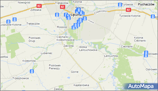 mapa Wólka Łańcuchowska, Wólka Łańcuchowska na mapie Targeo