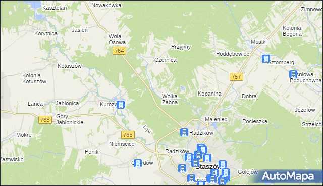 mapa Wólka Żabna, Wólka Żabna na mapie Targeo
