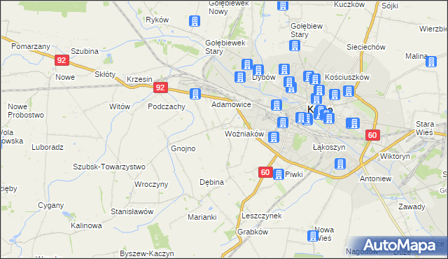 mapa Woźniaków, Woźniaków na mapie Targeo
