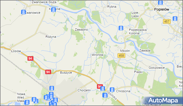 mapa Wronów gmina Lewin Brzeski, Wronów gmina Lewin Brzeski na mapie Targeo