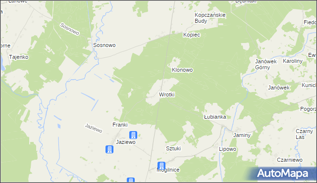 mapa Wrotki, Wrotki na mapie Targeo