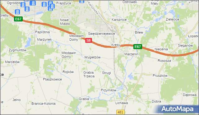 mapa Wrzesiny gmina Sędziejowice, Wrzesiny gmina Sędziejowice na mapie Targeo