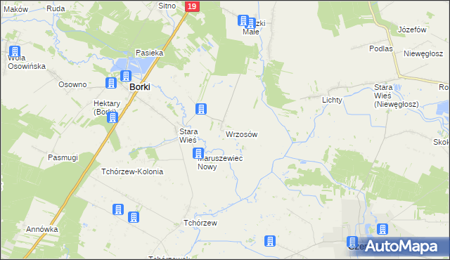 mapa Wrzosów, Wrzosów na mapie Targeo