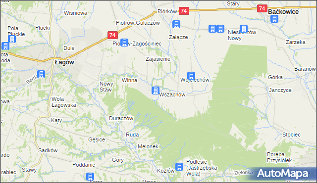 mapa Wszachów, Wszachów na mapie Targeo