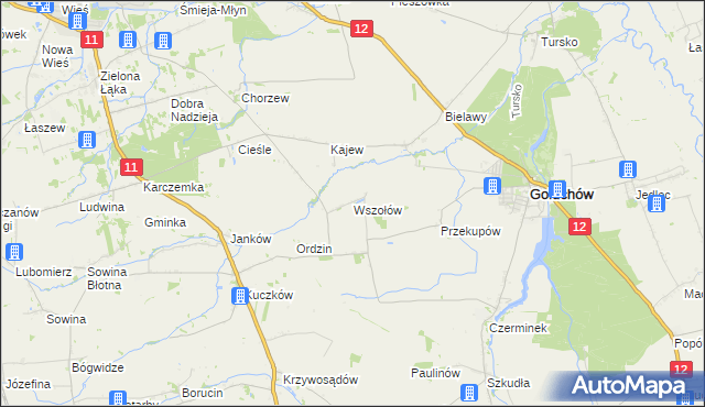 mapa Wszołów, Wszołów na mapie Targeo