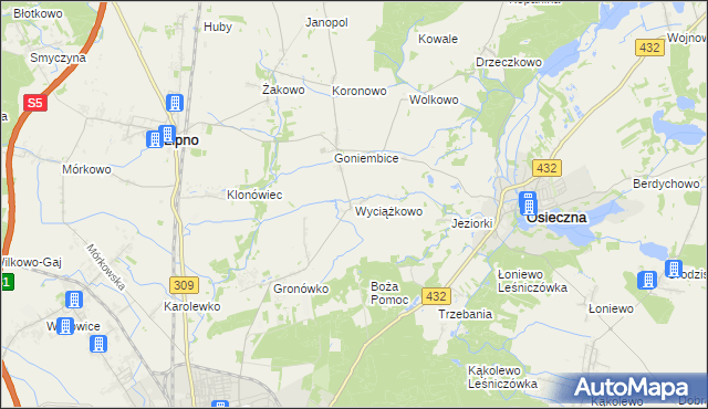mapa Wyciążkowo, Wyciążkowo na mapie Targeo