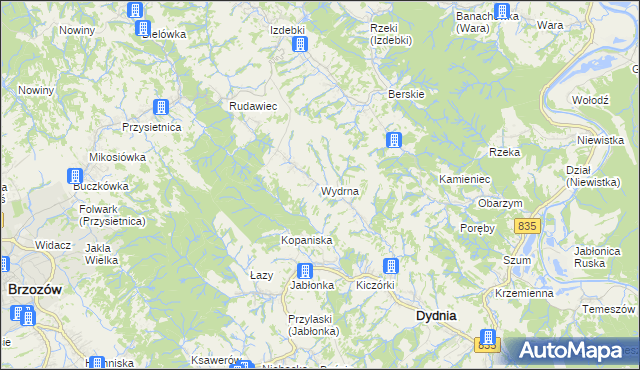 mapa Wydrna, Wydrna na mapie Targeo