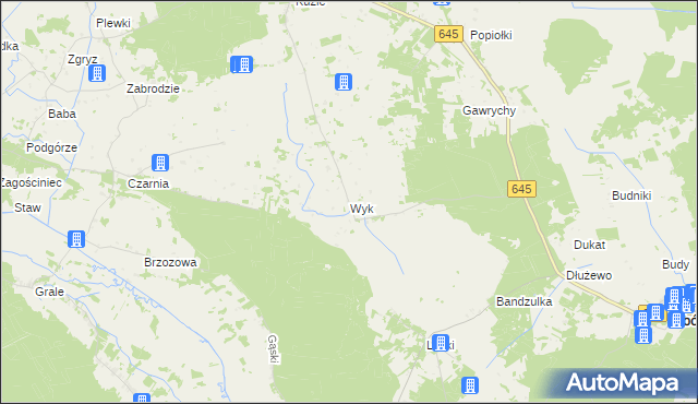 mapa Wyk gmina Zbójna, Wyk gmina Zbójna na mapie Targeo