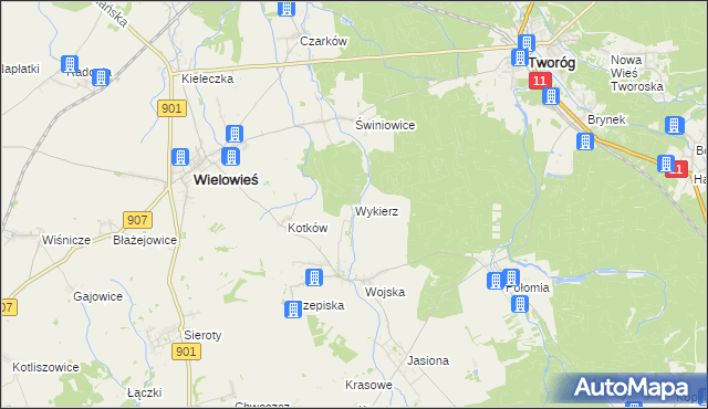 mapa Wykierz, Wykierz na mapie Targeo