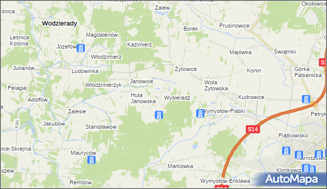 mapa Wysieradz, Wysieradz na mapie Targeo