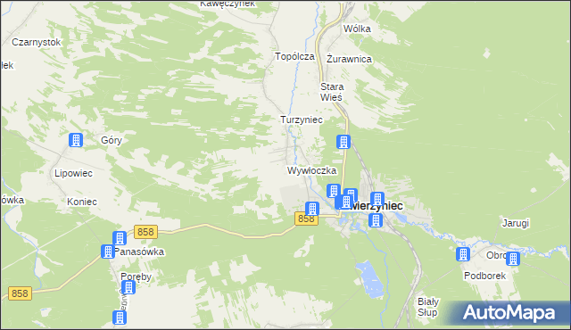 mapa Wywłoczka, Wywłoczka na mapie Targeo