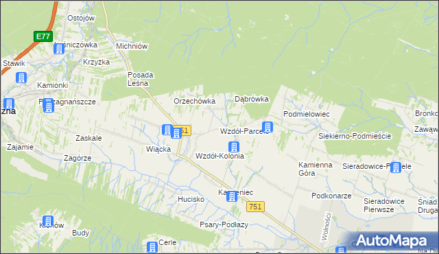 mapa Wzdół-Parcele, Wzdół-Parcele na mapie Targeo