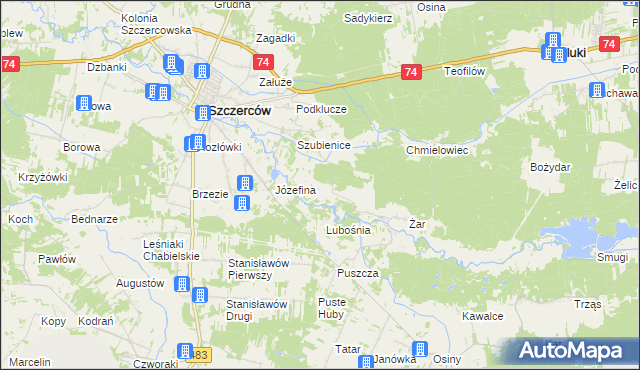 mapa Żabczanka, Żabczanka na mapie Targeo