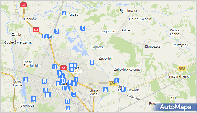 mapa Żabokliki gmina Siedlce, Żabokliki gmina Siedlce na mapie Targeo