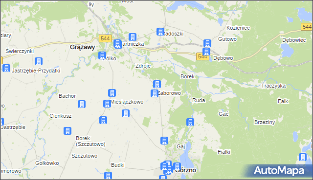 mapa Zaborowo gmina Górzno, Zaborowo gmina Górzno na mapie Targeo