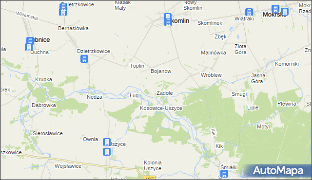 mapa Zadole gmina Skomlin, Zadole gmina Skomlin na mapie Targeo