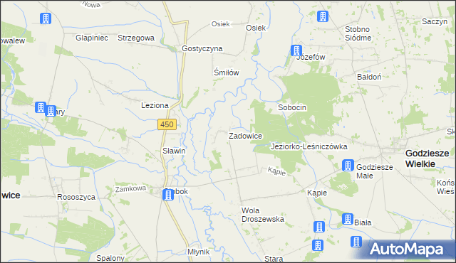 mapa Zadowice, Zadowice na mapie Targeo