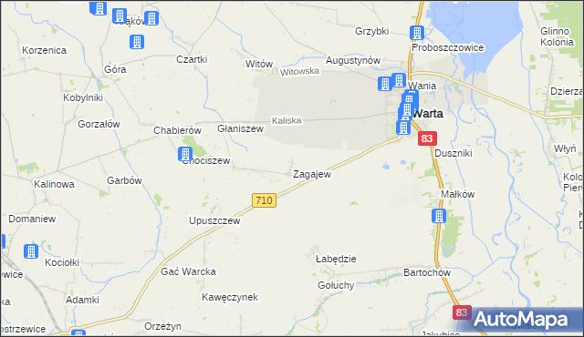 mapa Zagajew, Zagajew na mapie Targeo