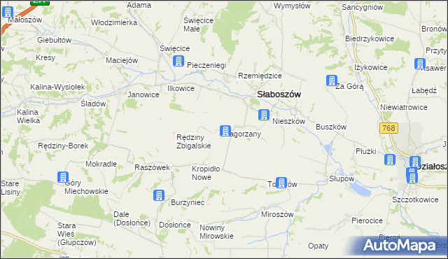 mapa Zagorzany, Zagorzany na mapie Targeo