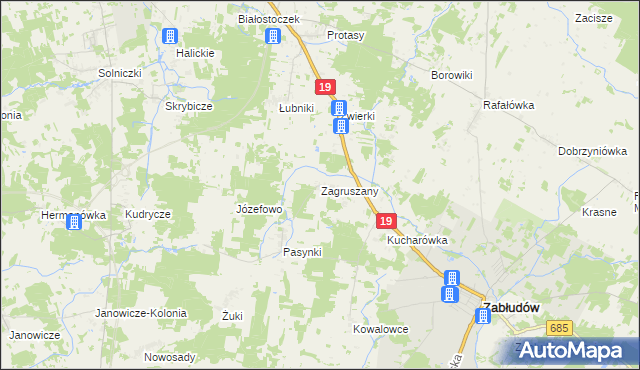 mapa Zagruszany, Zagruszany na mapie Targeo