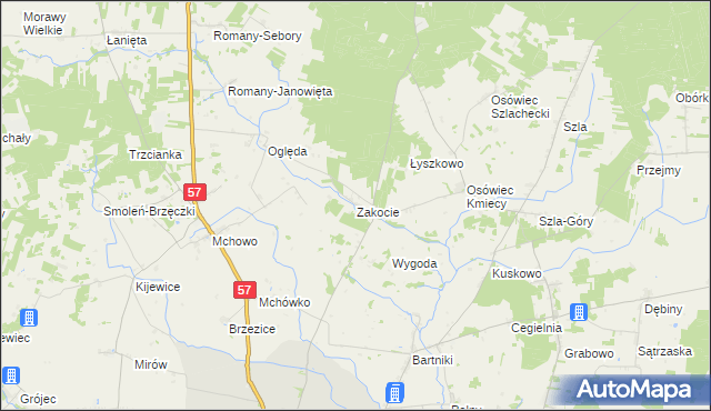mapa Zakocie, Zakocie na mapie Targeo