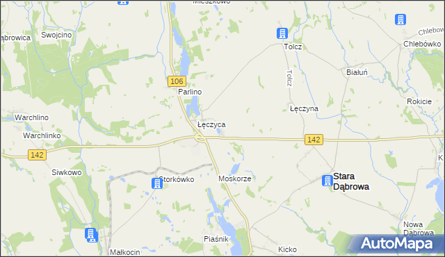 mapa Załęcze gmina Stara Dąbrowa, Załęcze gmina Stara Dąbrowa na mapie Targeo