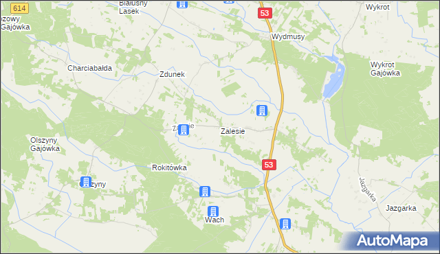 mapa Zalesie gmina Myszyniec, Zalesie gmina Myszyniec na mapie Targeo