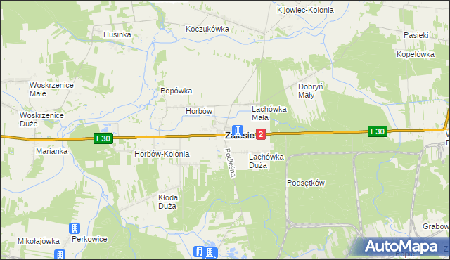 mapa Zalesie powiat bialski, Zalesie powiat bialski na mapie Targeo