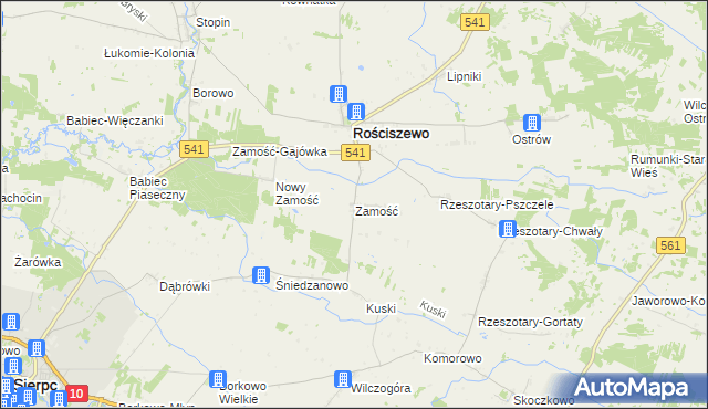 mapa Zamość gmina Rościszewo, Zamość gmina Rościszewo na mapie Targeo