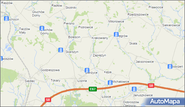 mapa Zaprężyn, Zaprężyn na mapie Targeo