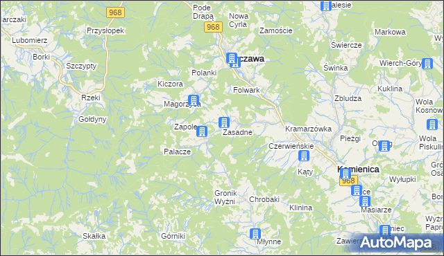 mapa Zasadne, Zasadne na mapie Targeo