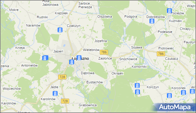 mapa Zasłońce, Zasłońce na mapie Targeo