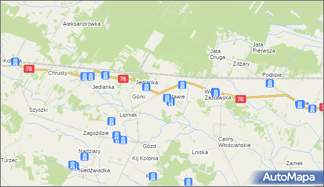 mapa Zastawie gmina Stanin, Zastawie gmina Stanin na mapie Targeo