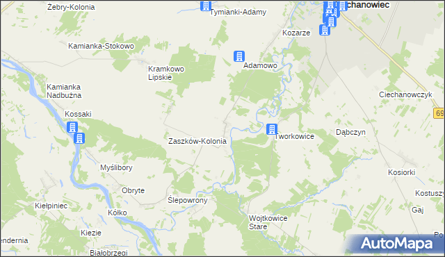 mapa Zaszków gmina Nur, Zaszków gmina Nur na mapie Targeo