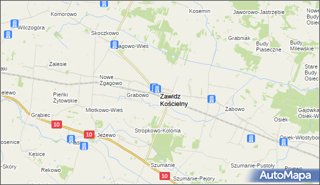 mapa Zawidz Kościelny, Zawidz Kościelny na mapie Targeo