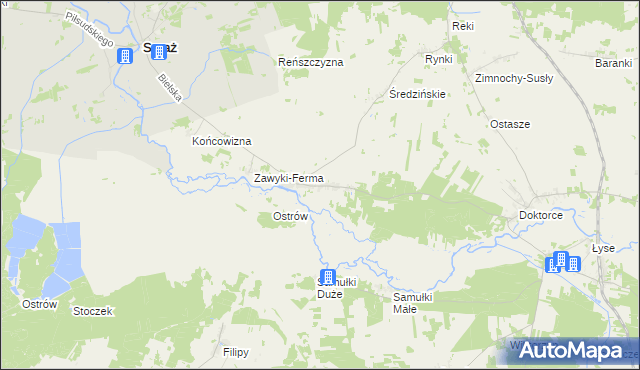 mapa Zawyki, Zawyki na mapie Targeo