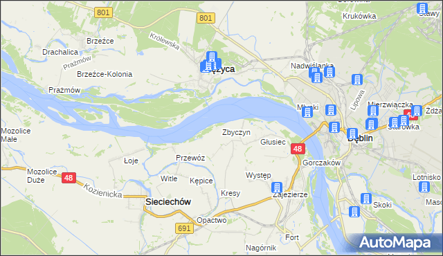 mapa Zbyczyn, Zbyczyn na mapie Targeo
