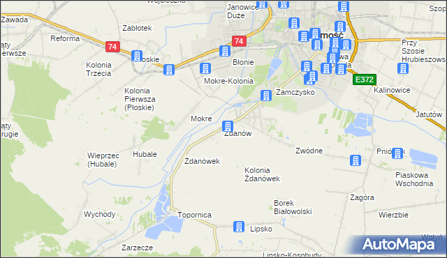 mapa Żdanów gmina Zamość, Żdanów gmina Zamość na mapie Targeo