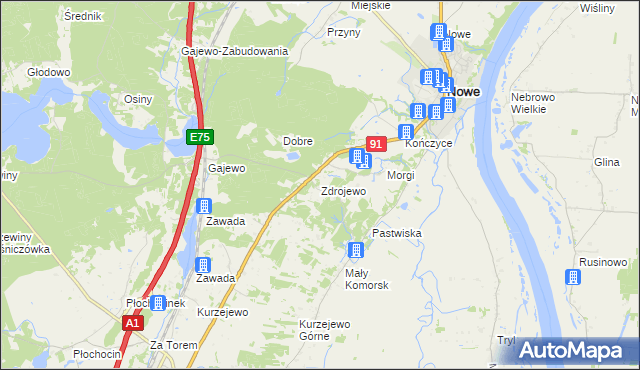 mapa Zdrojewo gmina Nowe, Zdrojewo gmina Nowe na mapie Targeo