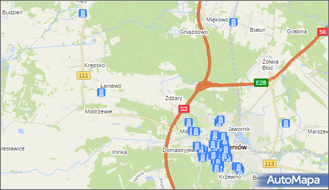 mapa Żdżary gmina Goleniów, Żdżary gmina Goleniów na mapie Targeo