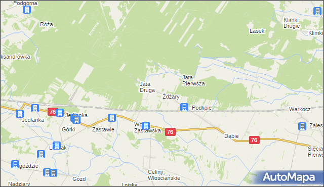mapa Żdżary gmina Łuków, Żdżary gmina Łuków na mapie Targeo