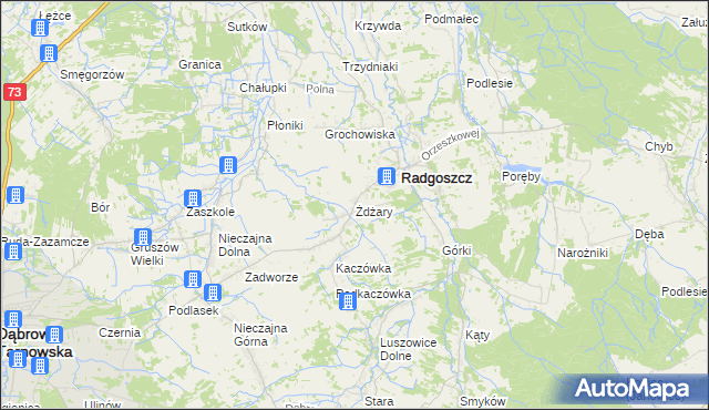 mapa Żdżary gmina Radgoszcz, Żdżary gmina Radgoszcz na mapie Targeo