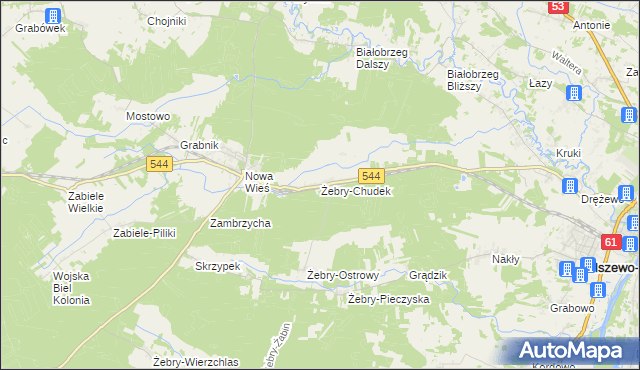 mapa Żebry-Chudek, Żebry-Chudek na mapie Targeo