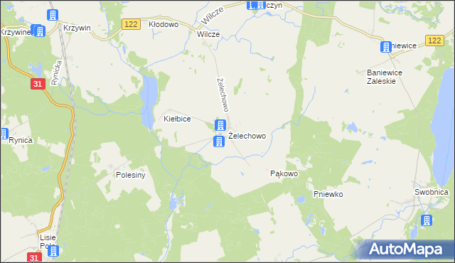 mapa Żelechowo, Żelechowo na mapie Targeo